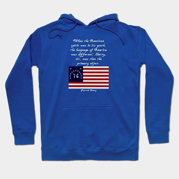 Patrick Henry Quote Flag Tee V. 2 Hoodie by Aeriskate